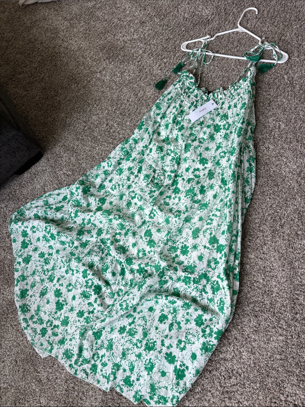 Aakaa Green Floral Tie-Shoulder Dress from VICI